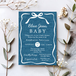 Invitation Bébé en Jean Bleu, Brunch en Denim, Fête Prénatale