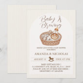 Invitation Bébé en route Baby Shower Rayé (Devant / Derrière)