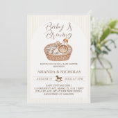 Invitation Bébé en route Baby Shower Rayé (Debout devant)
