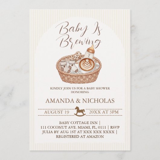 Invitation Bébé en route Baby Shower Rayé (Devant)