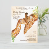 Invitation Bébé en route bébé girafe et maman shower bébé (Debout devant)