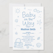 Invitation Bébé en route Fête bébé plage Été Thème côtier (Devant)