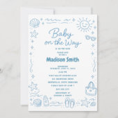 Invitation Bébé en route Fête bébé plage Été Thème côtier (Devant)