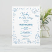 Invitation Bébé en route Fête bébé plage Été Thème côtier (Debout devant)