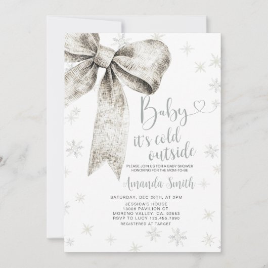 Invitation Bébé en soie Il fait froid dehors du Baby shower (Devant)