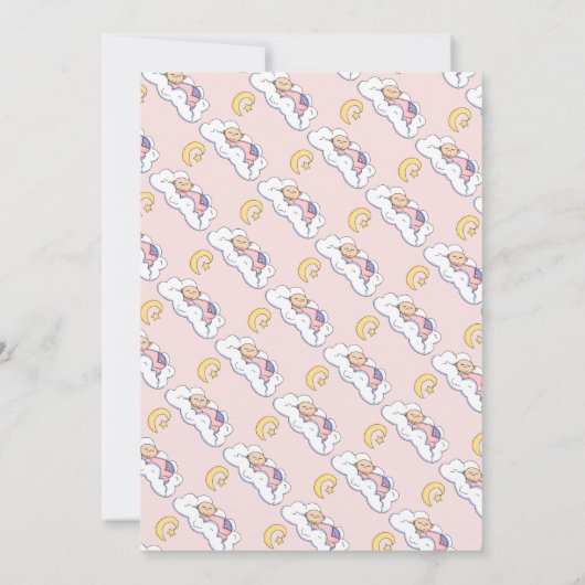 Invitation Bébé endormi douche blush rose typographie (Dos)