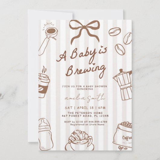 Invitation Bébé est en train de brasser la douche de café des (Devant)