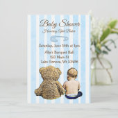 Invitation Bébé et ours en peluche garçons Baby shower Invita (Debout devant)