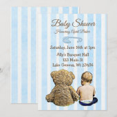 Invitation Bébé et ours en peluche garçons Baby shower Invita (Devant / Derrière)