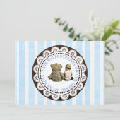 Invitation Bébé et ours en peluche garçons Baby shower Invita (Debout devant)