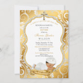Invitation Bébé ethnique Baptême Baptême Christening Gold Cro (Devant)