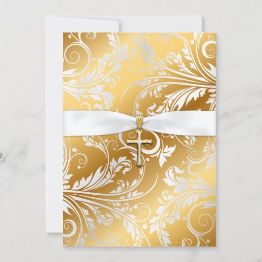 Invitation Bébé ethnique Baptême Baptême Christening Gold Cro (Dos)