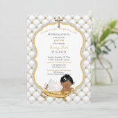 Invitation Bébé ethnique Baptême de fille Christening Gold Cr (Debout devant)