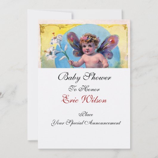 INVITATION BÉBÉ FAIRY AVEC DES CHÈNES (Dos)