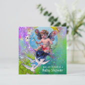 Invitation BÉBÉ FAIRY AVEC DES POIDS À SPARKLES Champagne Jau (Debout devant)