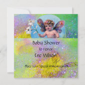 Invitation BÉBÉ FAIRY AVEC DES POIDS À SPARKLES Champagne Jau (Dos)