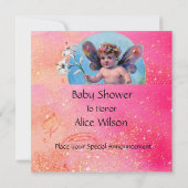 Invitation BÉBÉ FAIRY AVEC DES POIDS DANS SPARKLES Gold Metal (Dos)