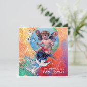 Invitation BÉBÉ FAIRY AVEC DES POIDS DANS SPARKLES Gold Metal (Debout devant)