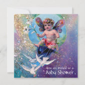 Invitation BÉBÉ FAIRY AVEC DES POIDS EN Champagne SPARKLES (Devant)