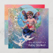 Invitation BÉBÉ FAIRY AVEC DES POIDS EN Champagne SPARKLES (Devant / Derrière)