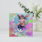 Invitation BÉBÉ FAIRY AVEC DES POIDS EN PANNEAUX Gold Rose (Debout devant)