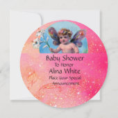 INVITATION BÉBÉ FAIRY AVEC DES POIDS EN ROSE D'OR PARKLES (Dos)