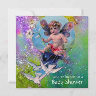 Invitation BÉBÉ FAIRY AVEC DES POIDS EN SPARKLES Jaune Or