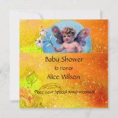 Invitation BÉBÉ FAIRY AVEC DES POIDS EN SPARKLES Jaune Or (Dos)