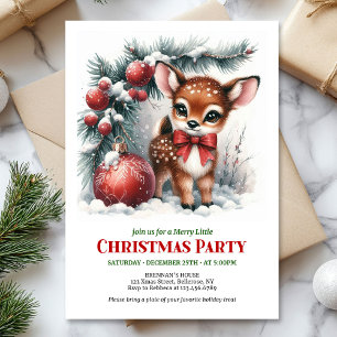 Invitation Bébé faon de neige scène hivernale aquarelle modif