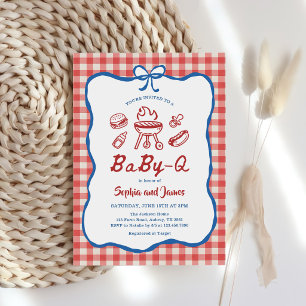 Invitation Bébé Fête Prénatale du 4 juillet Baby-Q