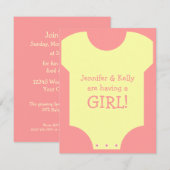 Invitation Bébé fille (Devant / Derrière)