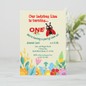 Invitation Bébé fille 1er anniversaire ladybug fête (Debout devant)