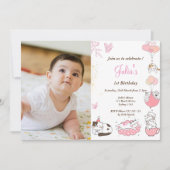 Invitation Bébé fille 1er anniversaire photo (Devant)