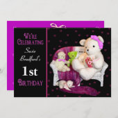 Invitation Bébé Fille Anniversaire Invitation, Insérer l'âge (Devant / Derrière)