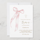 Invitation bébé fille arc rose Baptême (Devant)