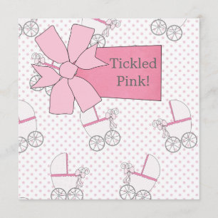 Invitation Bébé Fille au Landau Rose