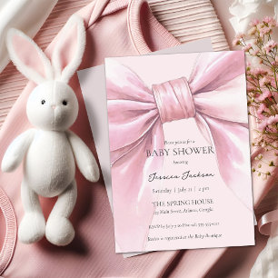 Invitation Bébé fille au noeud rose