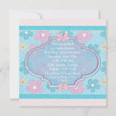 Invitation Bébé Fille aux Pieds Roses Baby Shower (Dos)