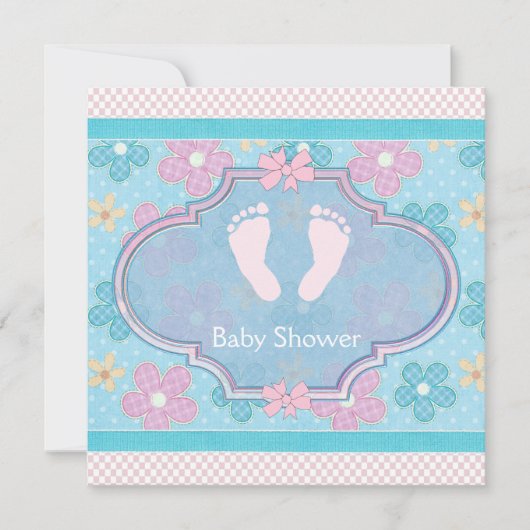 Invitation Bébé Fille aux Pieds Roses Baby Shower (Devant)