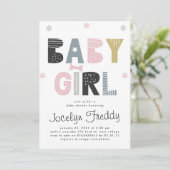 Invitation Bébé fille | Baby shower des couleurs neutres pour (Debout devant)