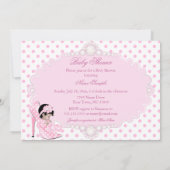Invitation Bébé fille Baby shower rose blanc Pois Asiatique (Dos)