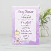 Invitation Bébé fille blonde avec un ours en peluche Bébé plu (Debout devant)