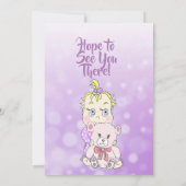 Invitation Bébé fille blonde avec un ours en peluche Bébé plu (Dos)