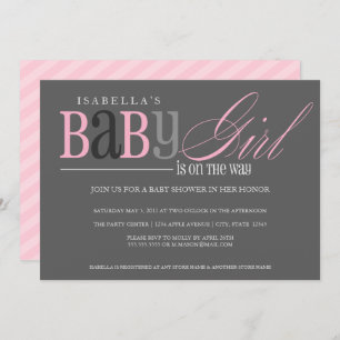 Invitation Bébé fille  Charbon