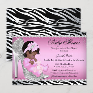 Invitation Bébé Fille Chaussure à Paillettes Baby Shower Ethn