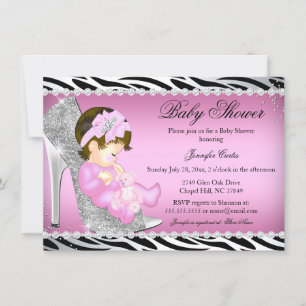 Invitation Bébé Fille Chaussure Pailletée Baby Shower B
