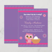 Invitation Bébé Fille, Chouette Bébé Shower (Devant / Derrière)