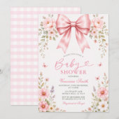 Invitation Bébé fille Coquette Bébé FÊTE Florale (Devant / Derrière)