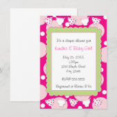 Invitation bébé fille couche rose (Devant / Derrière)