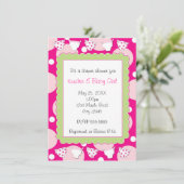 Invitation bébé fille couche rose (Debout devant)